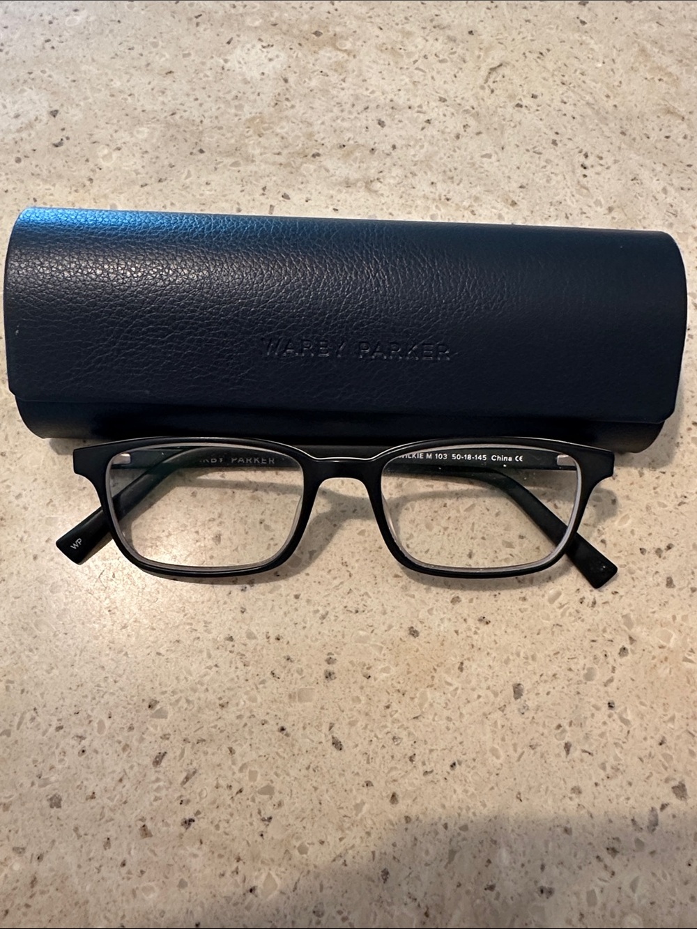 Warby Parker Black Eyeglasses with Case-Wilke matte black eclipse -medium frame